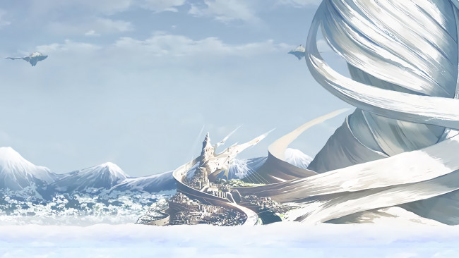 Обои картинки фото аниме, sword art online, горы