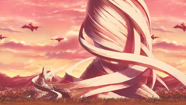 Обои картинки фото аниме, sword art online, полет, космические, корабли