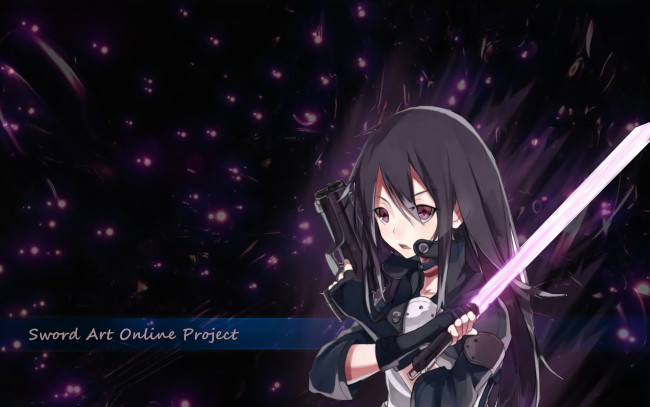 Обои картинки фото аниме, sword art online, девушка, фон, взгляд