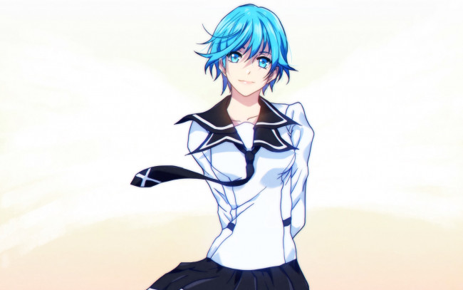 Обои картинки фото fuuka, аниме, фон, взгляд, девушка