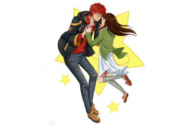 Обои картинки фото аниме, mystic messenger, пара