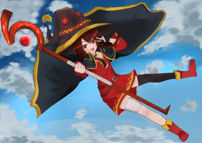 Обои картинки фото аниме, kono subarashii sekai ni shukufuku wo, девушка, взгляд, фон