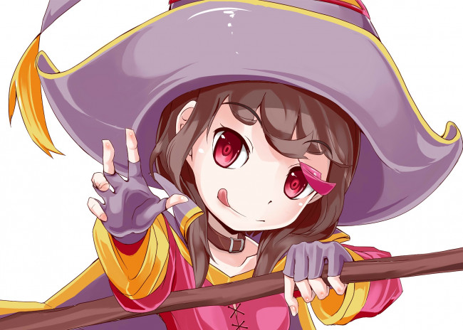 Обои картинки фото аниме, kono subarashii sekai ni shukufuku wo, взгляд, девушка, фон