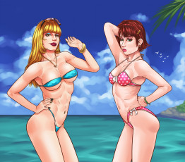 Картинка рисованное люди девушки взгляд фон купальник