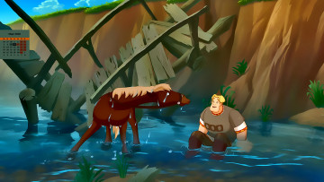Картинка календари кино +мультфильмы 2018 взгляд мужчина лошадь водоем