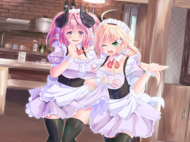 Обои картинки фото аниме, ангелы,  демоны, девушки