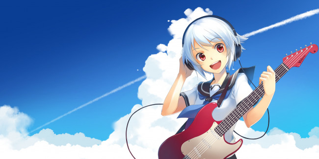 Обои картинки фото аниме, музыка, девушка