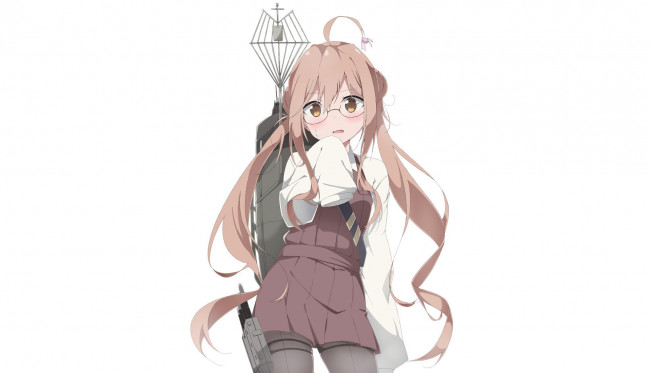 Обои картинки фото аниме, kantai collection, фон, взгляд, девушка