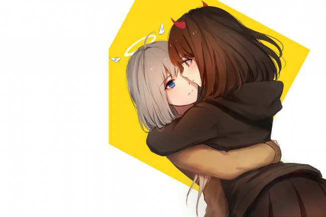 Обои картинки фото аниме, unknown,  другое , фон, взгляд, девушки