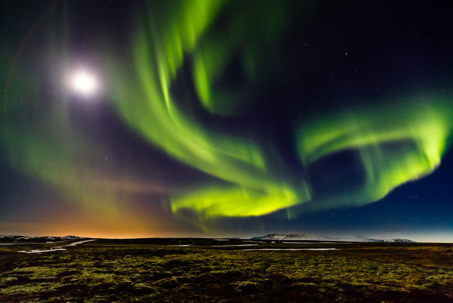 Обои картинки фото природа, северное сияние, простор