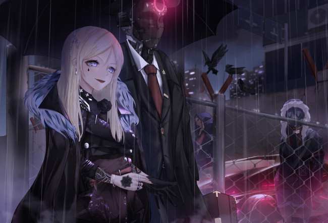 Обои картинки фото аниме, оружие,  техника,  технологии, робот, девушка