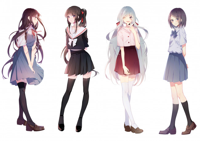 Обои картинки фото аниме, unknown,  другое , взгляд, фон, девушки