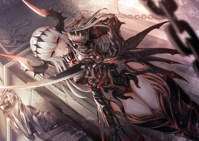Обои картинки фото аниме, ангелы,  демоны, демонесса