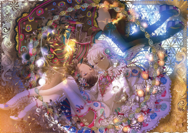 Обои картинки фото аниме, ангелы,  демоны, девушки