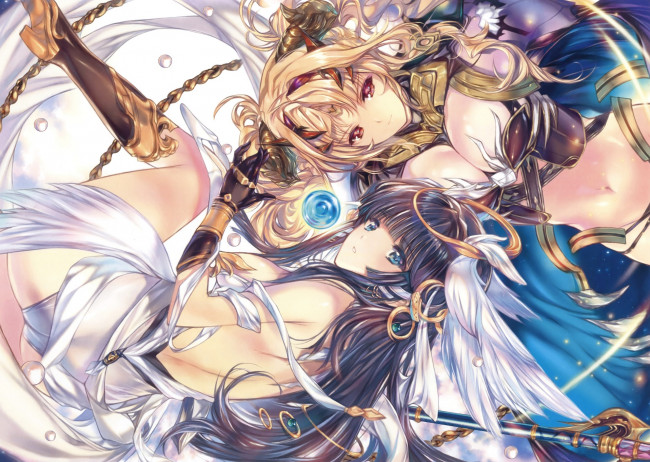 Обои картинки фото аниме, ангелы,  демоны, девушки