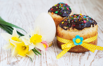 Картинка праздничные пасха глазурь нарцисс яйцо кулич бант