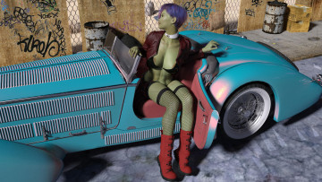 Картинка 3д+графика _science+fiction фон взгляд девушка