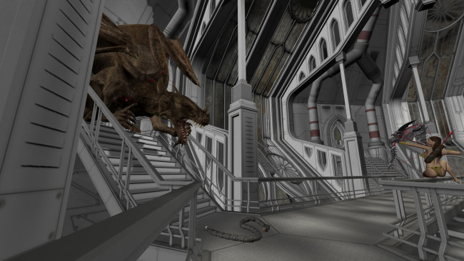 Обои картинки фото 3д графика, фантазия , fantasy, демон, фон, взгляд, девушка