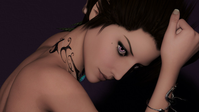 Обои картинки фото 3д графика, люди , people, фон, взгляд, девушка