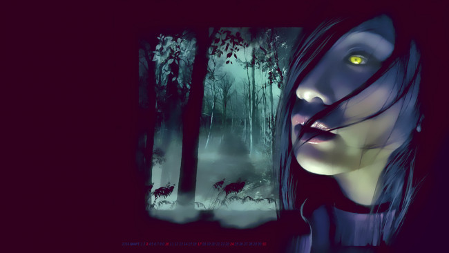 Обои картинки фото календари, фэнтези, девушка, растения, лицо