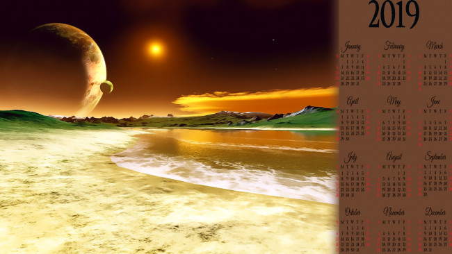 Обои картинки фото календари, компьютерный дизайн, природа, планета, водоем