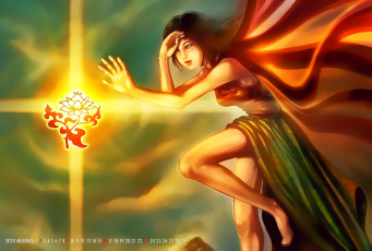 Картинка календари фэнтези яркий цветок накидка девушка 2020 calendar