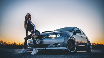 обоя автомобили, -авто с девушками, subaru, impreza, wrx