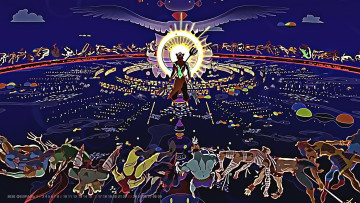 обоя календари, аниме, круг, 2020, calendar, существо, крылья