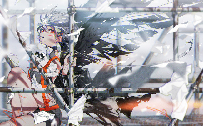 Обои картинки фото аниме, ангелы,  демоны, девушка