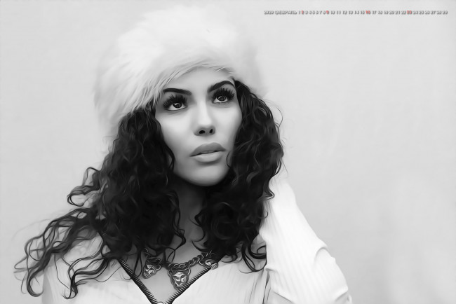 Обои картинки фото календари, компьютерный дизайн, calendar, цепь, девушка, украшение, женщина, лицо, 2020, шапка