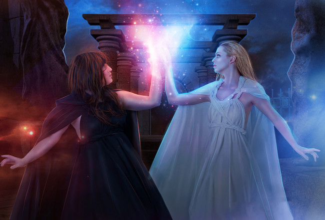 Обои картинки фото разное, компьютерный дизайн, фон, девушки, магия