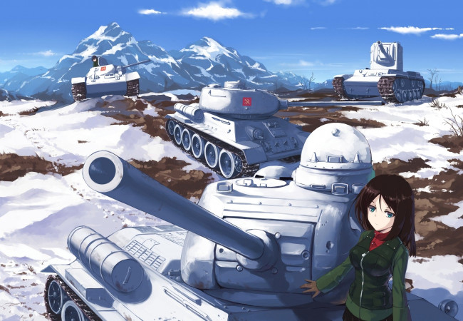 Обои картинки фото аниме, girls und panzer, girls, und, panzer