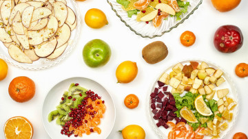 Картинка еда фрукты +ягоды яблоки киви лимоны