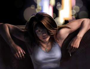 Картинка рисованное люди девушка сигарета