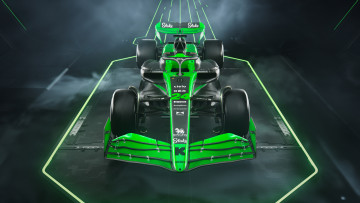 обоя спорт, формула 1, формула, 1, карбон, formula, болид, sauber, race, car, bolide, green, light, монокок, гоночный, автомобиль, 2024, c44, black, and, monocoque, carbon, fiber, чёрно, зелёный