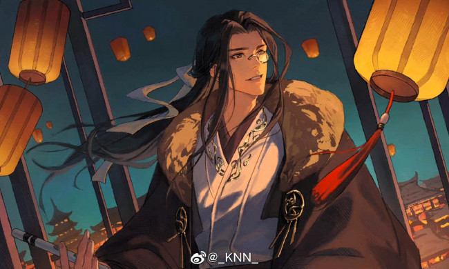 Обои картинки фото аниме, sha po lang, мужчина, монокль, фонари