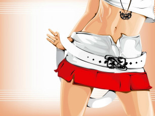 обоя рисованное, люди, девушка, топ, кулон, юбка, пояс