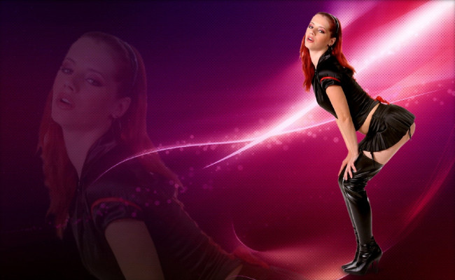 Обои картинки фото девушки, ariel piperfawn, рыжая, топ, юбка, сапоги