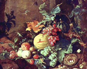 обоя Ян, хем, натюрморт, птичьим, гнездом, рисованные, jan, davidsz, de, heem