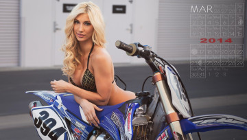 обоя календари, девушки, блондинка, мото