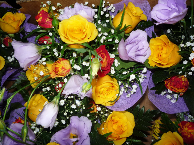 Обои картинки фото цветы, букеты,  композиции, розы, эустома, букет