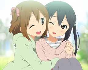 Картинка аниме k-on девушки взгляд фон