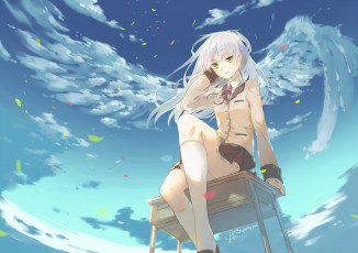 Картинка аниме angel+beats девушка взгляд фон
