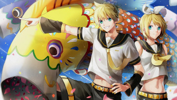 Картинка аниме vocaloid рин лен