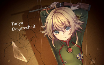 Картинка аниме youjo+senki девушка взгляд фон