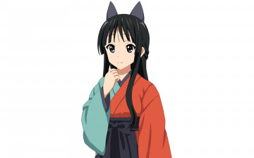 Картинка аниме животные +существа девушка взгляд фон