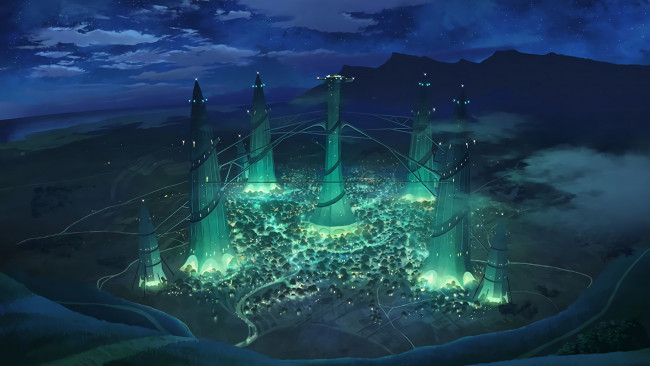 Обои картинки фото аниме, sword art online, город