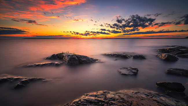 Обои картинки фото природа, восходы, закаты, море, камни