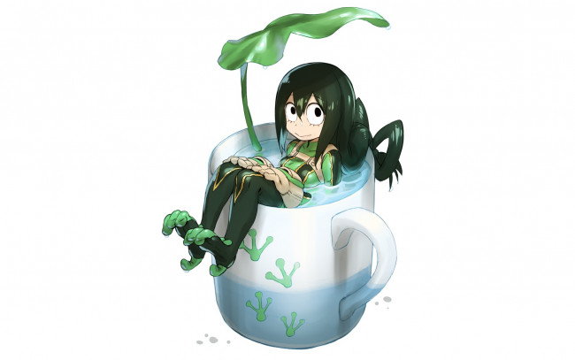 Обои картинки фото аниме, boku no hero academia, девушка, взгляд, фон