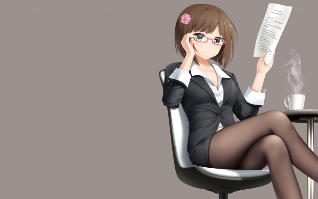 Обои картинки фото аниме, idolm@ster, девушка, взгляд, фон